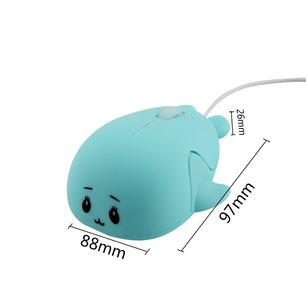 Mouse Optikal Kabel USB 1600DPI Desain Lumba-Lumba Warna Pink Portabel Untuk Laptop PC Huawei Lenovo ASUS