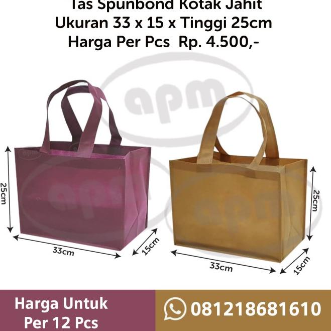 

Tas Spunbond Jahit Kue Brownies Ukuran 33x15x25cm - Maroon