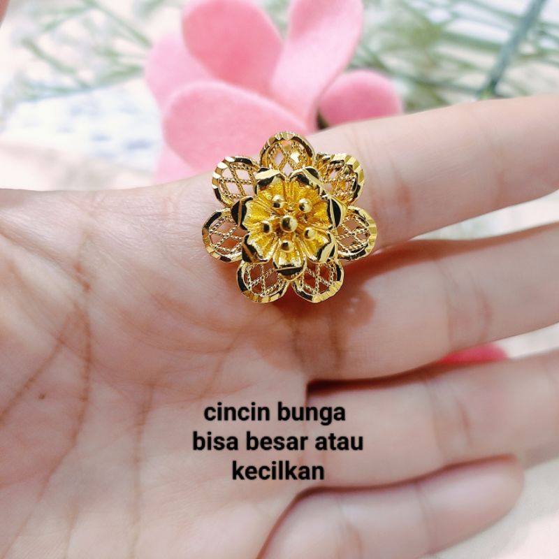 cincin bunga Kendari lapis emas 24k