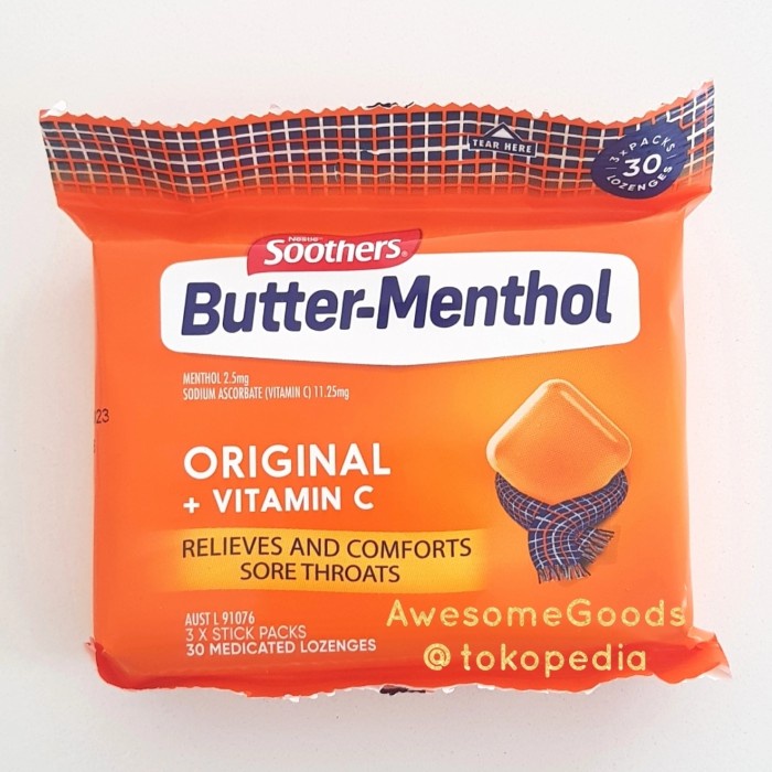 

Soothers Australia Butter-Menthol Multipack 3 x 10 Lozenges - Original+Vit C