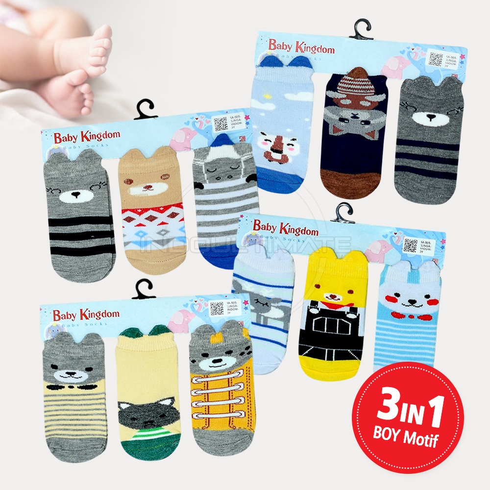 3in1 Kaos Kaki Bayi 0-6 Bulan KKA-504 KKA-505 Baby Sock Sarung kaki Bayi Perempuan Laki Laki Baru Lahir Motif Karakter Lucu Pelindung Kaki bayi Kaos Kaki Bayi Cewek Cowok