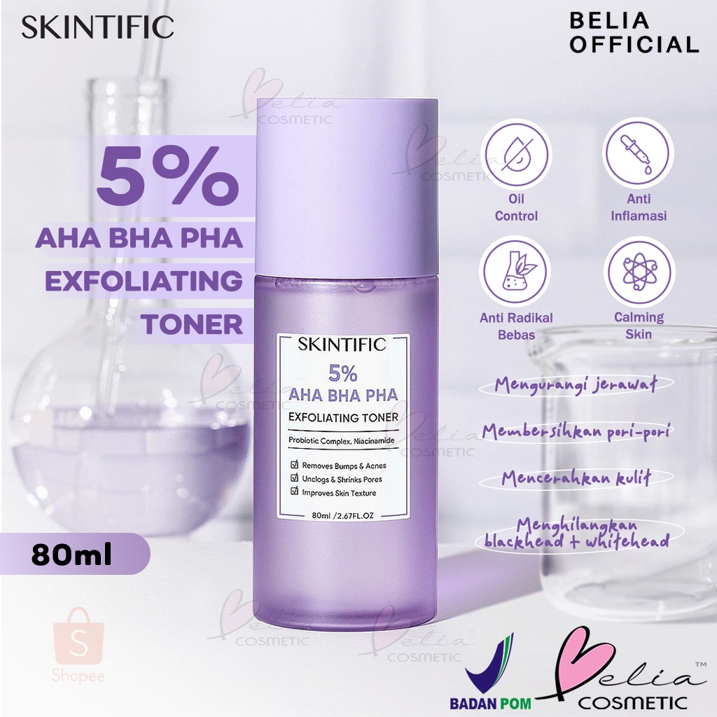 ❤ BELIA ❤ SKINTIFIC 06 5% AHA BHA PHA Exfoliating Toner 80ml | Face
Eksfoliasi wajah Glow and Smooth Skin with Niacinamide | BPOM
