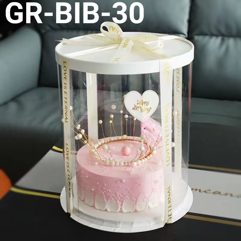 GR-BIB-30 Kotak dus cake glass mika gift box kue bulat hantaran 30cm