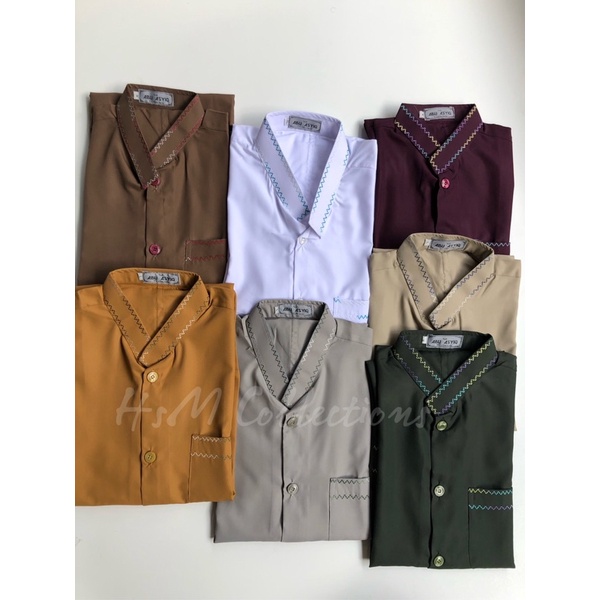 BAJU KOKO KATUN ABU ASYIQ ( LIST BORDIR ) - READY 9 WARNA