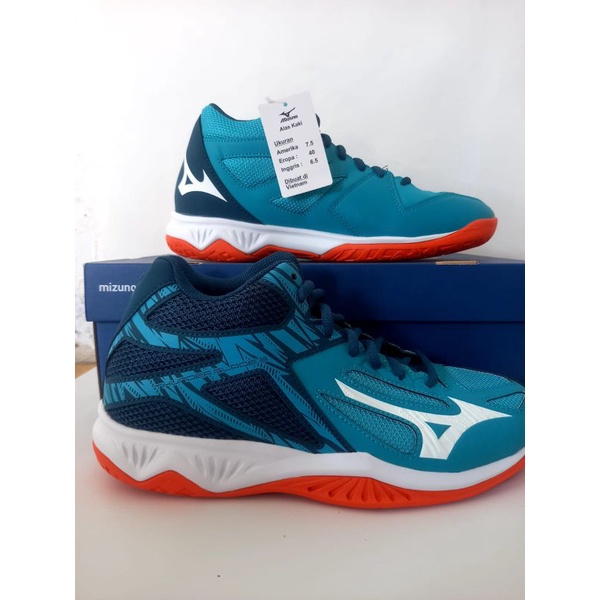 Sepatu Volly/Sepatu Badminton Mizuno Thunder Blade 3 Mid - Lake Blue