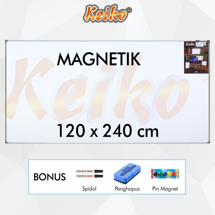 Papan Tulis Papan Tulis Whiteboard Gantung Magnet Single Face Keiko 120 X 240 Cm