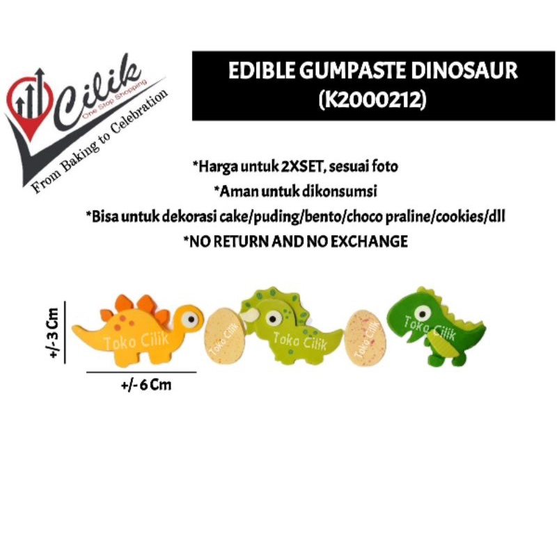 

edible gumpaste food grade topping dinosaurus dekor kue cupcake puding