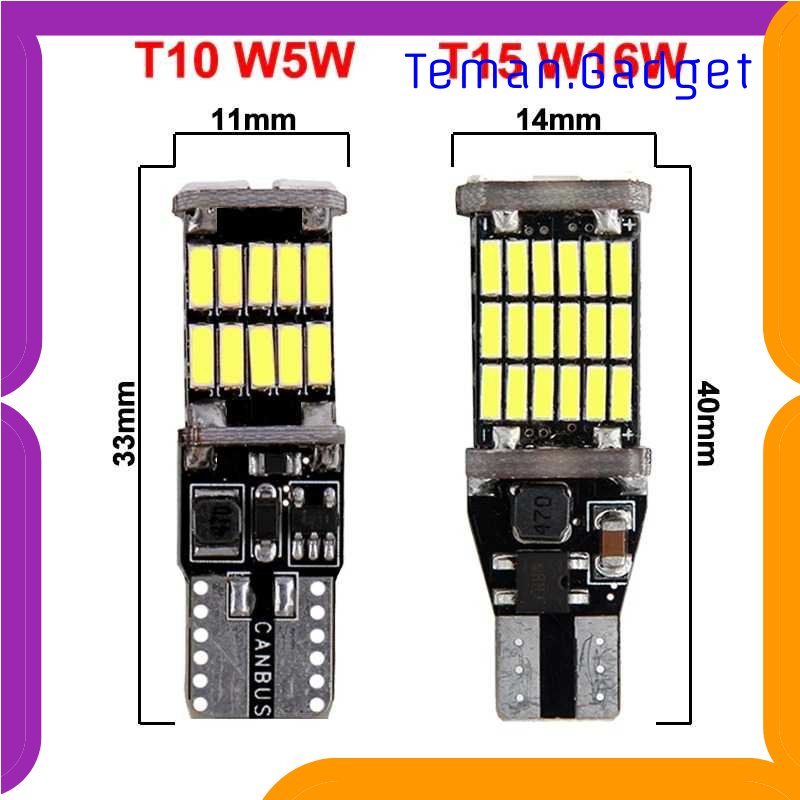 TG-LMP Hamy Lampu LED Mobil SMD T15 W16W 4014 45SMD 12V 6500K 1PCS - FITC