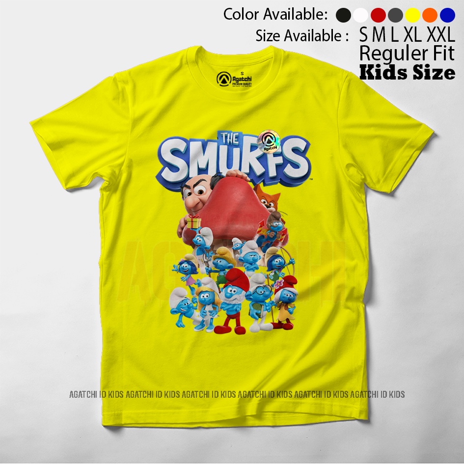 Baju Kaos Atasan Anak Laki - Laki Agatchi Motif Smurf V2