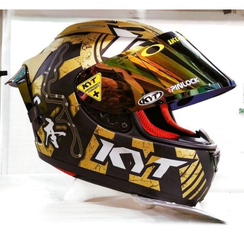 HELM KYT RC7 BLACK DOFF GOLD PAKET GANTENG