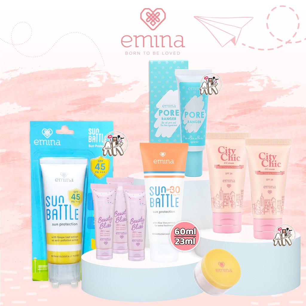 EMINA SUN BUTTLE, SUN PROTECTION, BEAUTY BLISS BB CREAM, PORE RANGERS, LOOSE POWDER