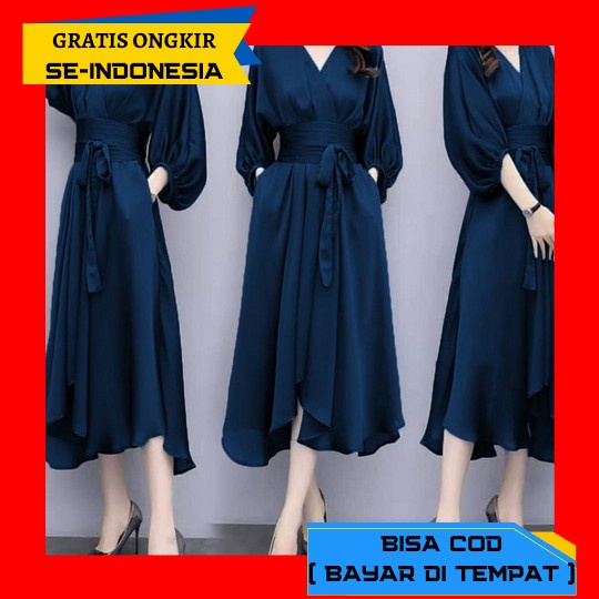 Baju Dress Pesta Wanita Kondangan Moscrepe Tile Dewasa Remaja Terbaru 2022 Kekinian Imlek Natal Kuen