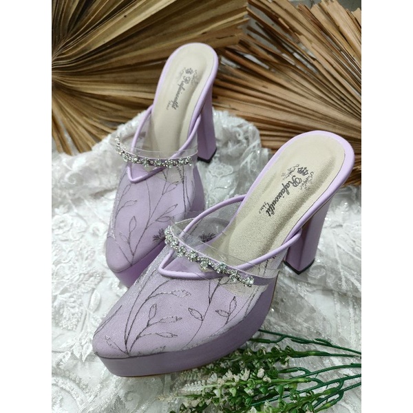 sepatu wanita azwa lilac tinggi 12cm tahu