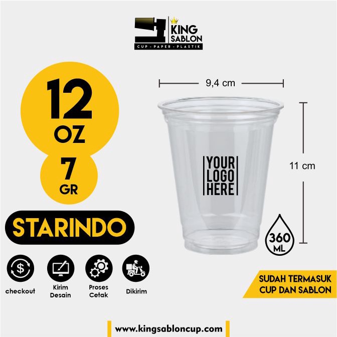 Sablon Cup 12 Oz 7 gramCetak Logo kemasan pp
