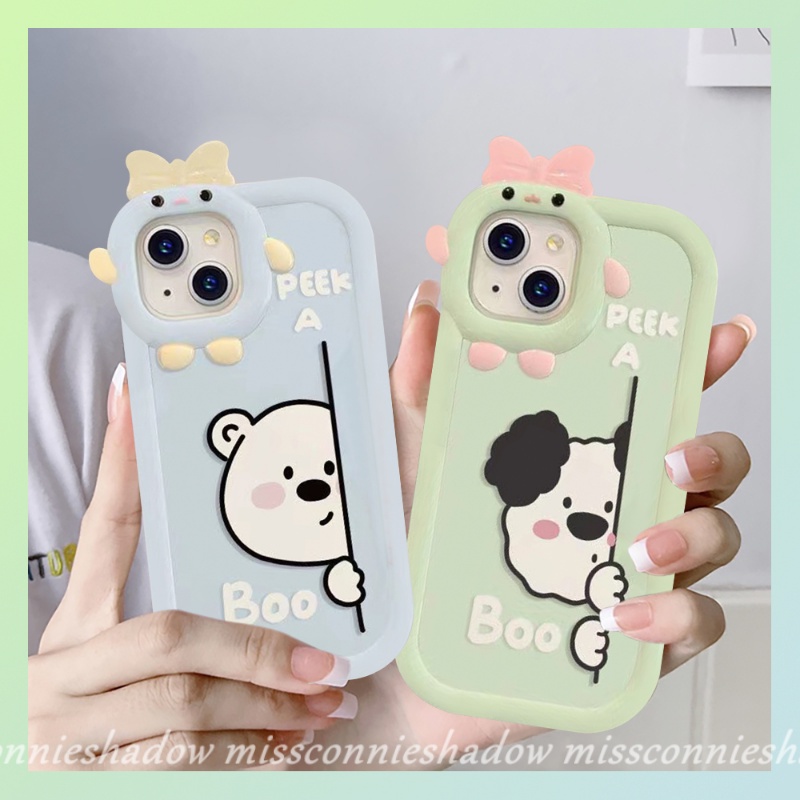 Soft Case Motif Kartun Peek a Boo Bear Puppy 3D Untuk iPhone 7 8 6 6s Plus 11 13 12 14 Pro MAX XR X XS MAX 14 Plus SE 2020