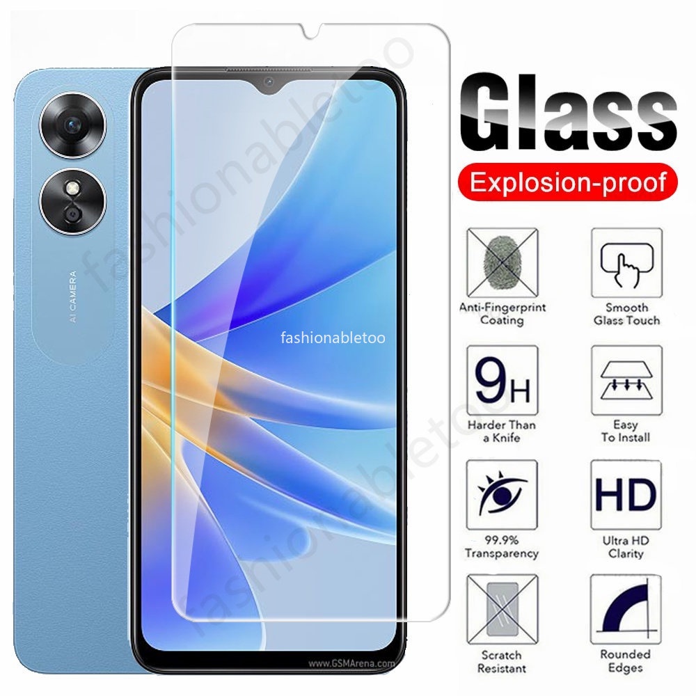 Pelindung Layar Bahan Tempered Glass Oppo A17 Oppo A17k Paket 2 in 1