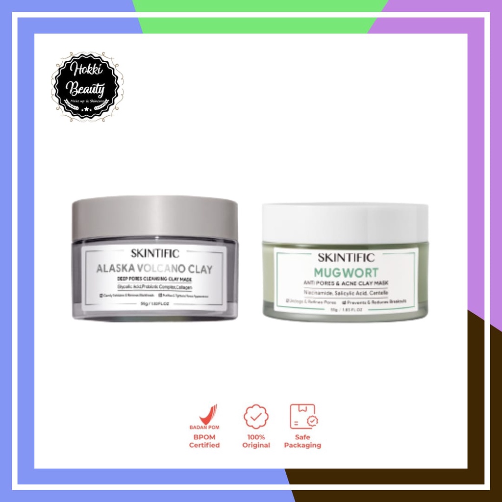 SKINTIFIC - Mugwort Mask Anti Pores &amp; Acne Clay Mask Pore Clarifying Mud Mask Wask Off Pack 55G - ALASKA VOLKANO CLAY