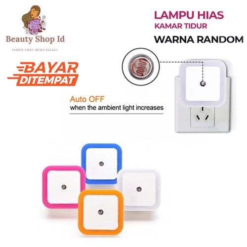 Beauty Jaya - Lampu tidur Night LED Kontrol Sensor Pintar Cahaya Kamar Gelap Hemat Energi Kotak - WARNA RANDOM