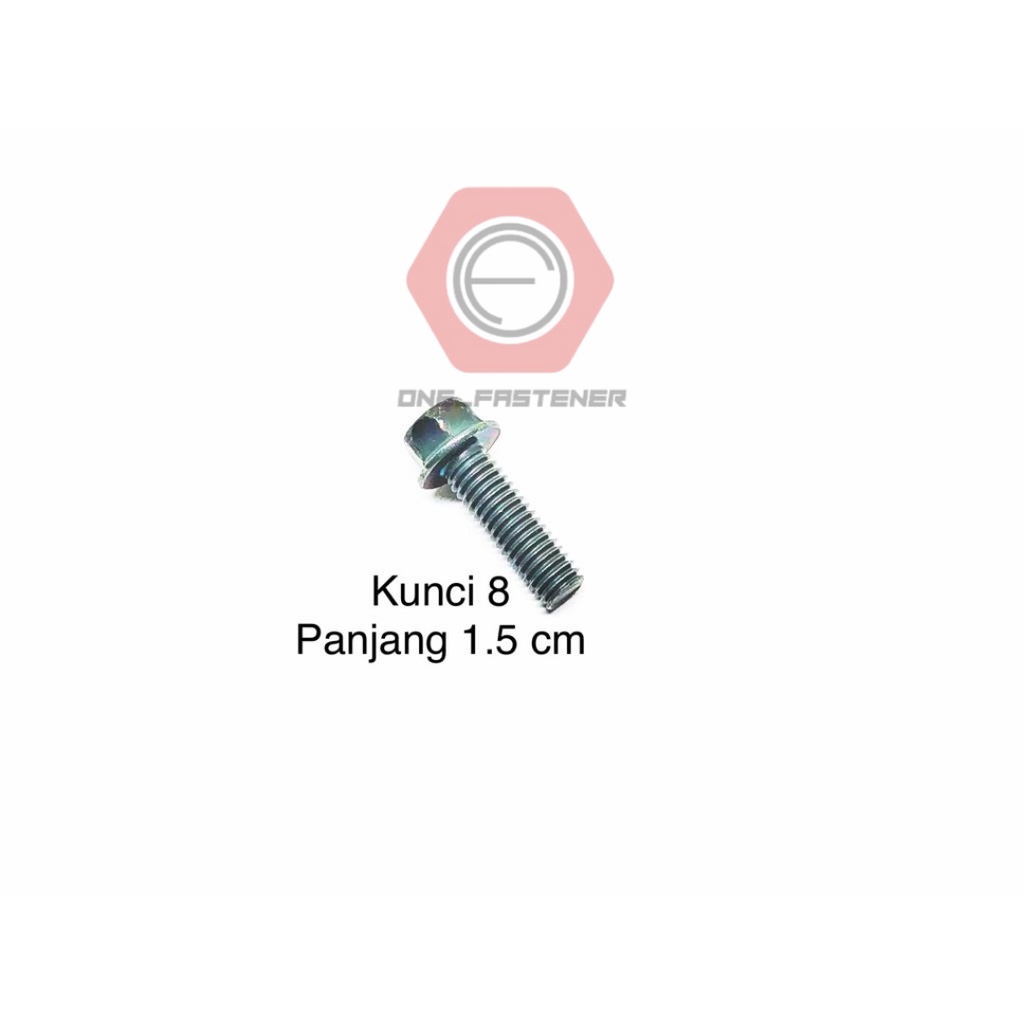 Baut Flange Bolt M6x15 Hijau Kunci 8 blok mesin cvt 6mm 1.5cm ulir 10