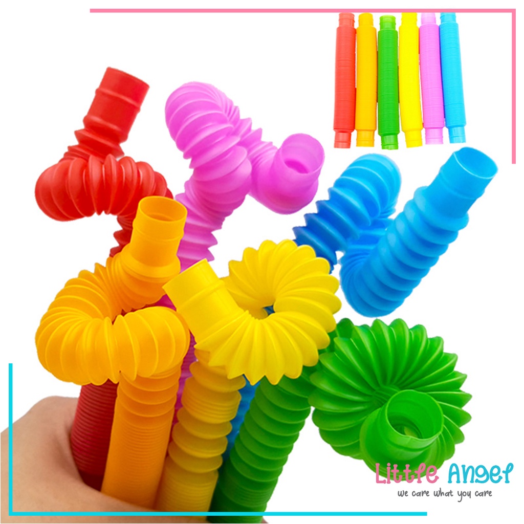 Mainan Edukasi Anak ORIGINAL POP TUBE Puzzle Pipa Stik Selang Kerut POP TUBES PIPES Unicorn Poptubes Sensory Toys Hadiah Mainan