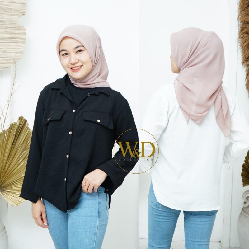 KEMEJA POLOS WANITA LENGAN PANJANG CRINKLE AIRFLOW