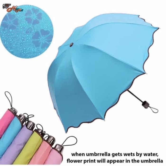 payung lipat magic 3D anti UV payung ajaib motif - warna biru