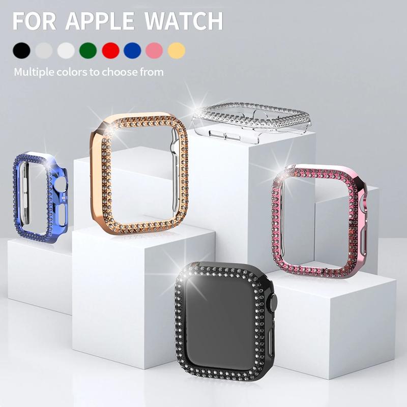 Case Bumper Pelindung Hias Glitter Berlian Imitasi Untuk Apple Watch Seri 8 7 6 5 4 3 2 1 SE2 45mm 41mm 42mm 40mm 38mm