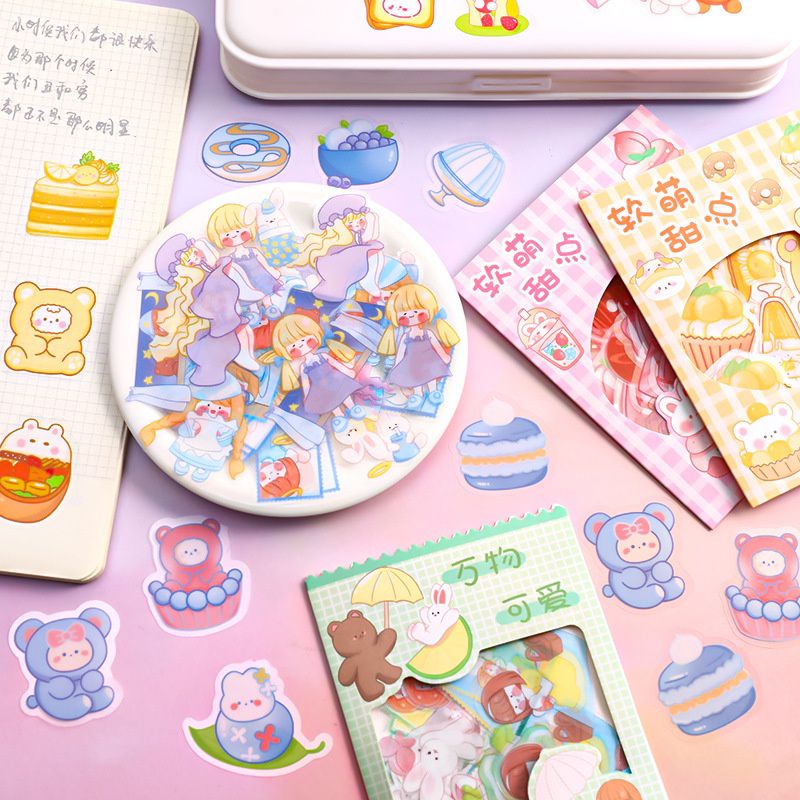 

Sticker Diary Cute Girl 45pcs/ Stiker Buku PVC Bear Korean Style Lucu/ Sticker Buku Notebook