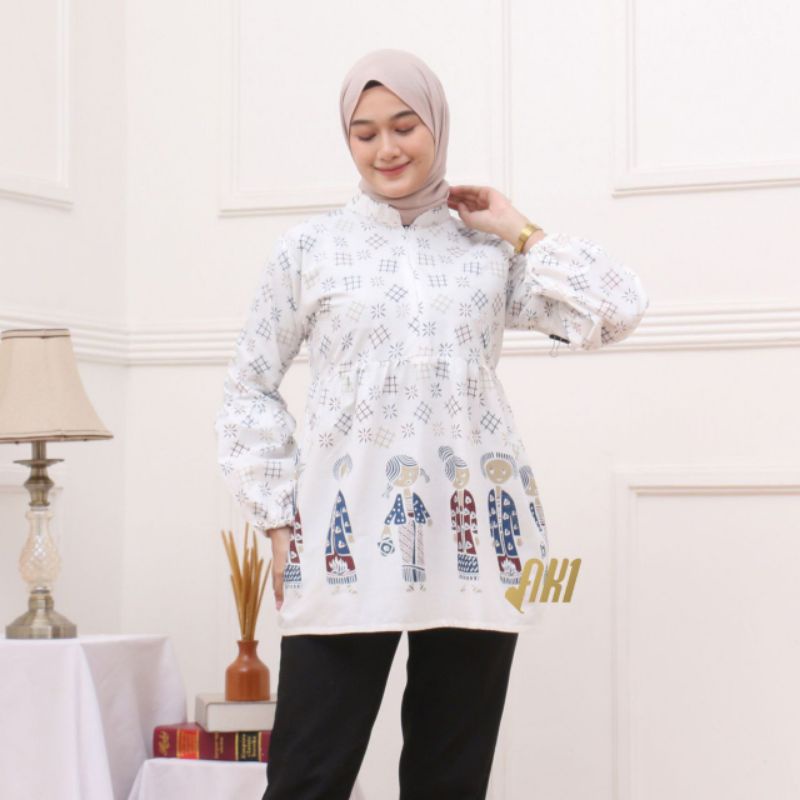 tey-17 Batik Wanita ASJ SA HRB026 Kenongo Kemeja Tosca Pendek