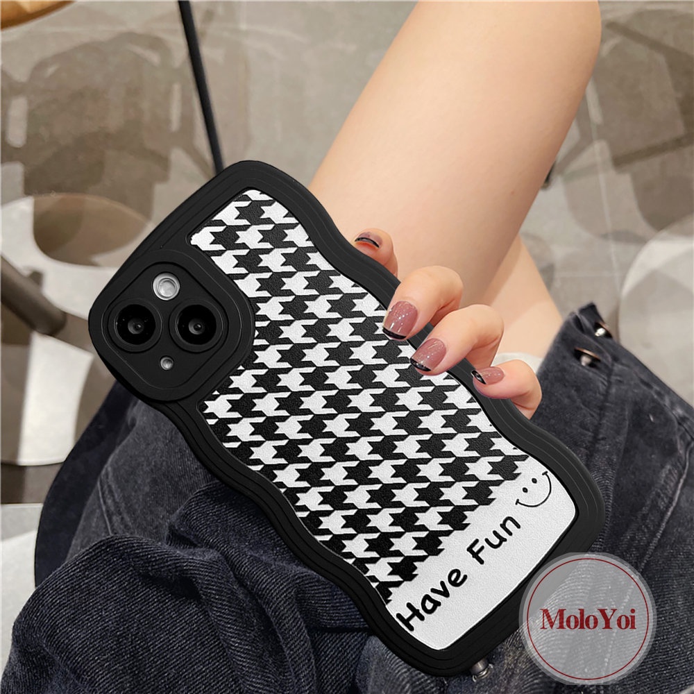 Soft Case Tpu Motif Houndstooth Untuk iPhone 7Plus 8Plus 11 XR X XS Max 6 6s 8 7 14 Pro Max 13 12 11 14 Pro Max SE 2020