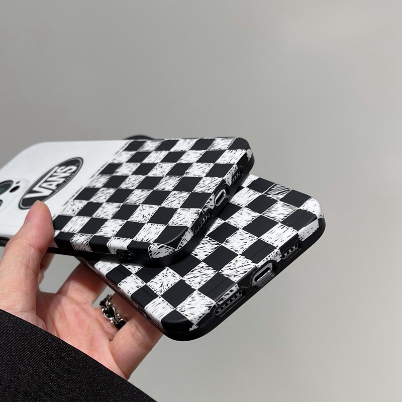 Luxury IMD Case HP iP IPhone X Xr Xs Max14 Plus+Apple IPhone 11 12 13 Pro Max Sarung Silikon Pria Casing HP Vans Checkerboard