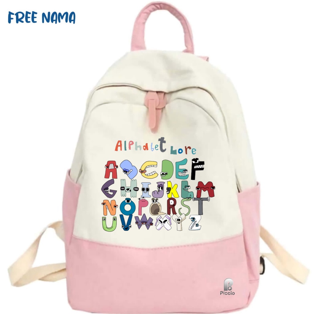 TAS RANSEL BACKPACK ANAK SEKOLAH MOTIF ALPHABET LORE Unisex