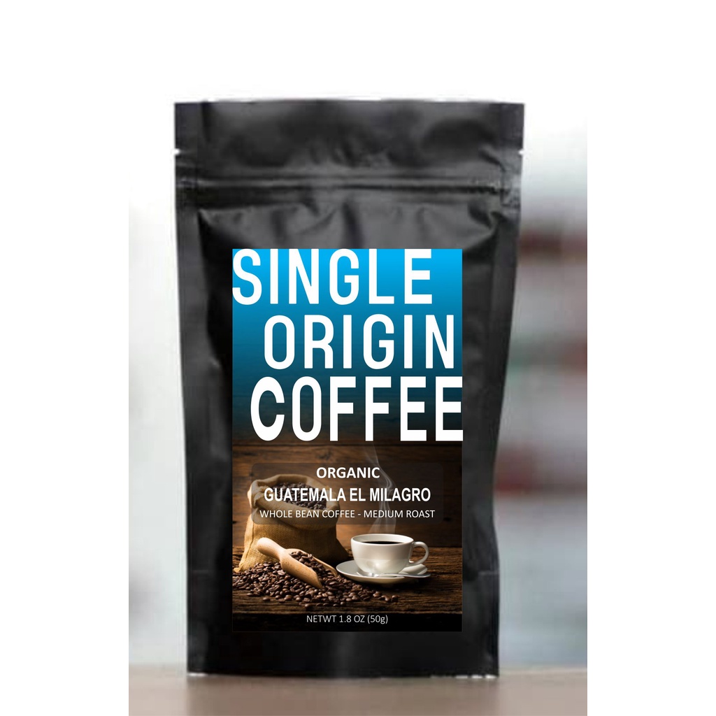 

Single Origin Coffee Guatemala El Milagro Whole Roasted Bean Coffee 50 Gram.