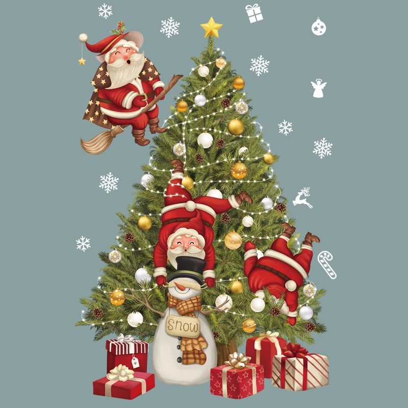 Stiker Jendela Desain Santa Claus Untuk Dekorasi Natal