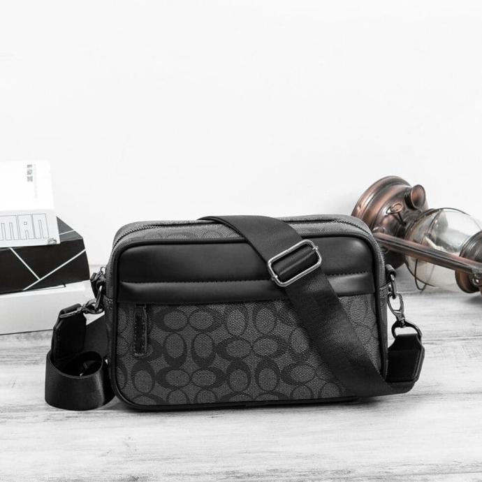 Tas Selempang Pria Basic Motif Coach Sling Bag Kulit Cowok Slingbag