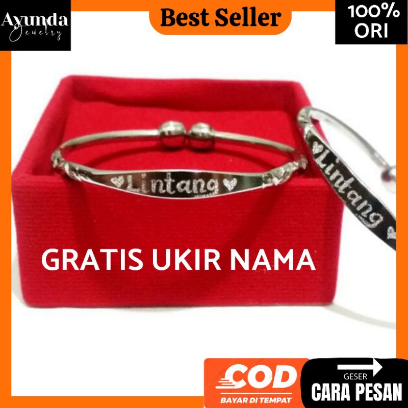 UKIR NAMA Gelang monel anak Bayi anti karat anti step gelang baby gelang bayi