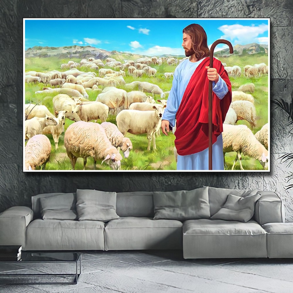 Hiasan Dinding Poster Gambar Tuhan Yesus  Xtra Jumbo Besar Best seller Ukuran 100x70cm 150x100cm 200