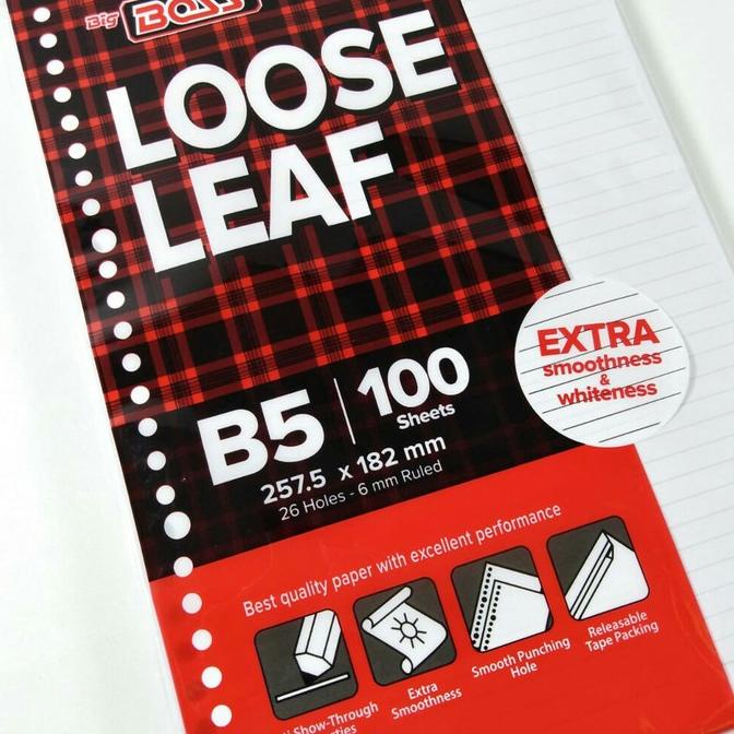 

レ Loose Leaf Big Boss B5 26 Holes - bergaris isi 100 Lembar ィ