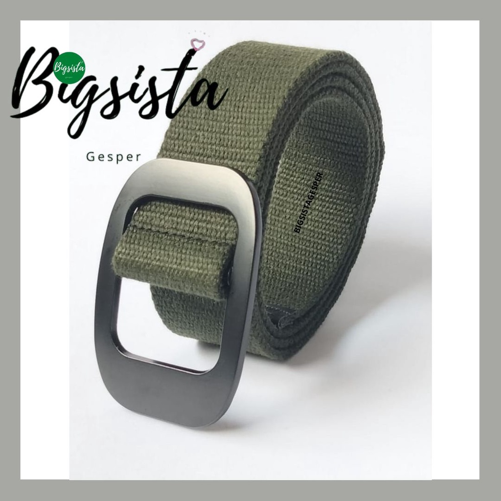 Ikat Pinggang Pria Jumbo Bahan Katun Kanvas Tactical Gesper Cowok Kain Ukuran Panjang Big Size