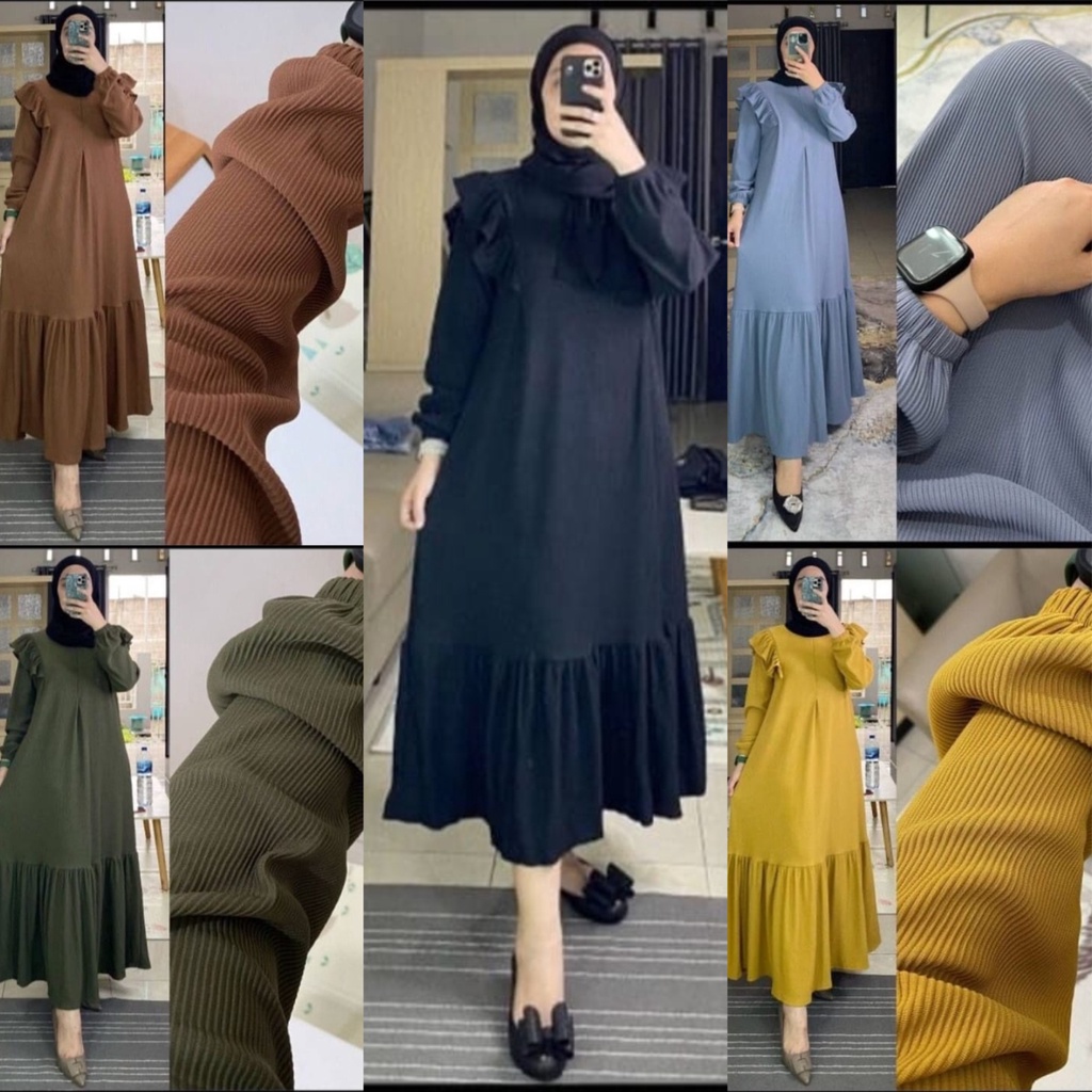 Allmira Dress /Dress Terbaru /Dress Kekinian /Dress Modern 2023 /Dress Knit Rib /Dress Jumbo LD 120/ Dress Korean Style