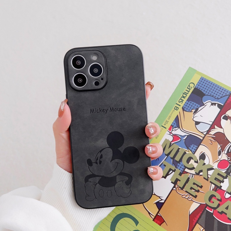 Mr.. Kulit Tekstur Kartun Animasi Soft Case Lensa Penuh Desain Mickey Untuk IPhone 14 13 12 11 Pro X XS Max XR 7 8 Plus SE2020 14 Plus