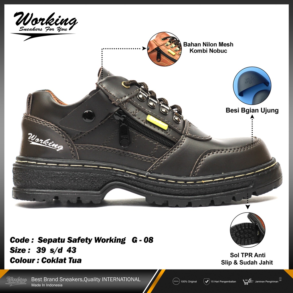 Sepatu Safety Ujung Besi Working G-08 Original 100%