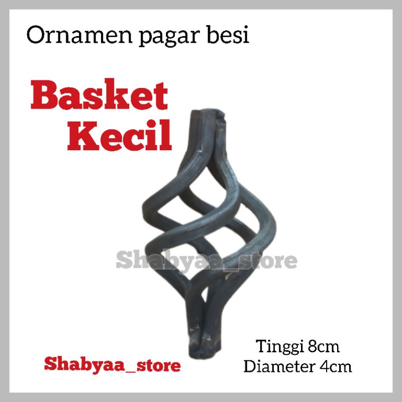 ornamen pagar besi Basket/Nanas ukuran kecil