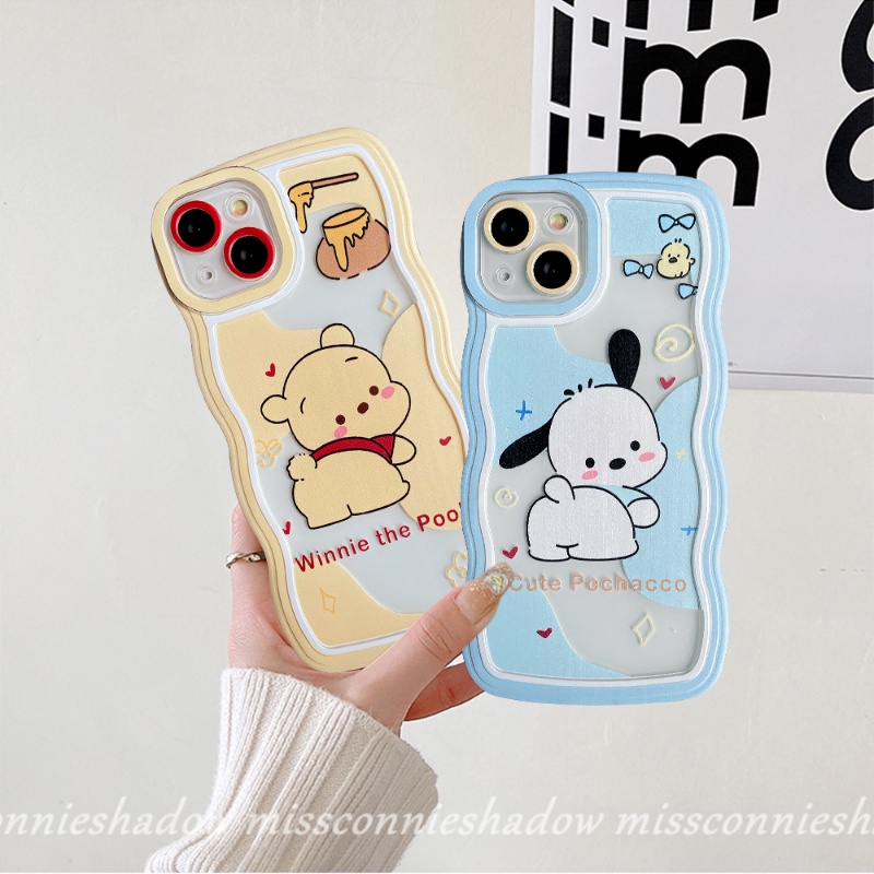 Redmi A1 A1+ 9 9A 9T 10A 10 9C NFC 11T Couple Case Redmi Note9 Note 11 11Pro+ Note8 Note 10 11s 10s Note 10 Pro Max Plus Cute Cartoon Pochacco Winnie The Pooh Soft Wavy Edge Cover