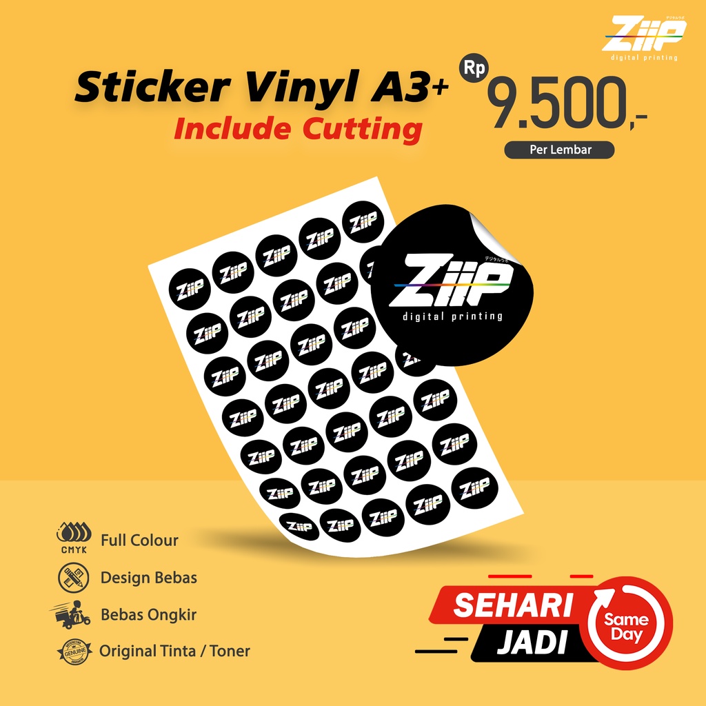

Cetak Stiker Label Vinyl A3+ Include Cutting