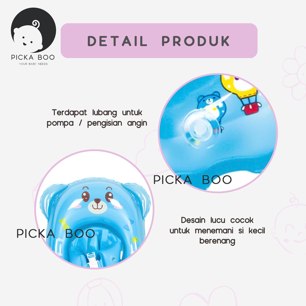 PICKA BOO Pelampung Dada Renang Bayi Swim Trainer Training Ban Renang Bayi Bentuk Beruang