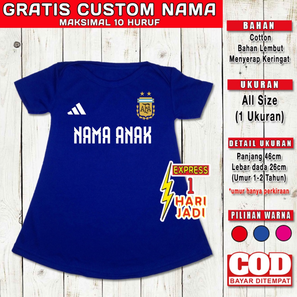 baju anak cewek Argentina GRATIS CUSTOM NAMA dress dres pakaian sepak bola bayi set kaos kado bayi a