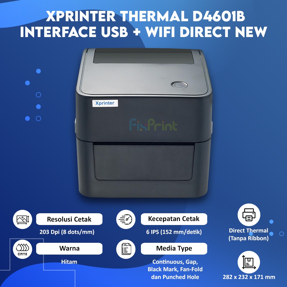 XPrinter Thermal D4601 Interface USB + WIFI Direct, Printer Label