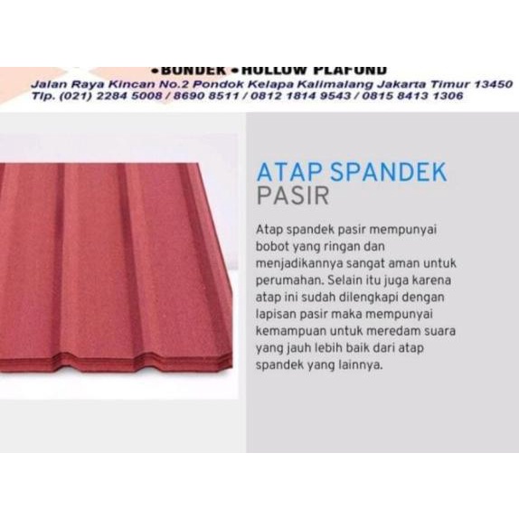 Atap Zincalume Spandek pasir 0.40 mm / atap metal per meter - 1 m