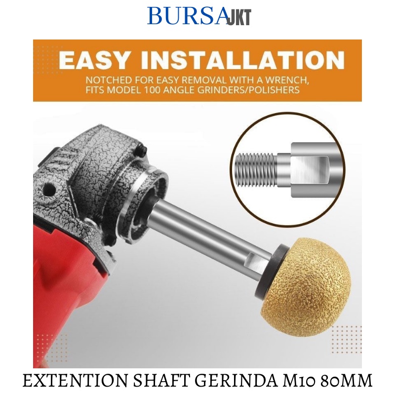 BAUT KONEKTOR PENAMBAH PANJANG EXTENTION SHAFT GERINDA TANGAN M10 80 MM